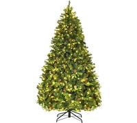 Arbre de Noël avec Lumière LED, Pied en Métal, Matériau PVC et PE, Vert, 225 CM