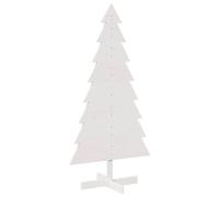 Arbre de Noël en bois pour décoration blanc 150 cm pin massif