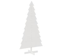 Arbre de Noël en bois pour décoration blanc 180 cm pin massif