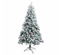 Arbre de Noël enneigé 650 Branches h. 180 cm, Baies et Pommes de pin, New Sestriere Santa's House