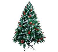 Arbre de Noël Vert Naturel avec Neige et Baies Rouges, Arbre de Noël enneigé, lumières de Noël en Option, décoration d'arbre de Noël à Votre goût, Arbre de Noël