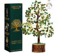 Arbre de vie en cristal de jade vert pour la chance et la prospérité | Bonsaï fait main pour la richesse, l'équilibre et la bonne fortune | Cadeau de bien-être