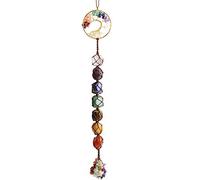 Arbre de vie - Pierres de guérison - Cristaux de guérison Feng Shui - Ornement mural à suspendre - 7 chakras - Décoration murale de méditation à suspendre - Décoration de fenêtre pour la maison, la