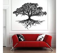 Arbre de Vie Sticker Mural Sticker Tribal Cercle de Vie Racines Branches Oiseaux Stickers Muraux Salon Yoga Studio Décor Mural 102X80Cm