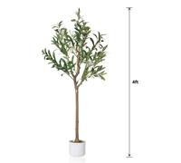 Arbre d'olivier artificiel, hauteur 120 cm, pot de culture robuste, pour intérieur, feuilles très réalistes, matériau polyester