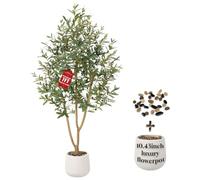 Arbre d'olivier Artificiel Keeplush de 210cm, livré avec Un Pot Blanc - 1230 Feuilles réalistes et 41 Olives : Une décoration idéale pour Le Bureau, Le Salon et la Chambre à Coucher.