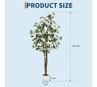 Arbre d'osmanthus artificiel - Bonsaï floral - 180 cm - 252 fleurs blanches très réalistes - Polyester - Tige en bois naturel - Pot ovale - Décoration d'intérieur