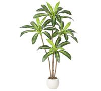 Arbre Dracaena artificiel de 1,5 m, plante verte réaliste avec tronc en bois naturel et feuilles réalistes pour maison/bureau