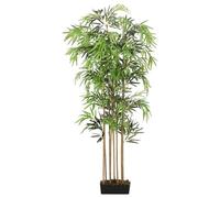 Arbre en bambou artificiel avec 1095 feuilles et 150 cm de hauteur, plante en fibre textile verte avec troncs en bambou, pot en plastique, décoration facile d'entretien pour salon, bureau, balcon