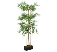 Arbre en bambou artificiel avec 380 feuilles en fibre textile, hauteur 80 cm, arbre artificiel vert avec troncs en bambou dans pot en plastique, facile d'entretien, pour salon, bureau, balcon, jardin