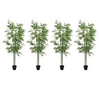 Arbre en bambou synthétique vidaXL, lot de 4, vert, 60 x 18 x 190 cm, tissu et bambou