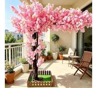 Arbre Fleur de Cerisier Artificiel, Arbre Cerisier, Rose Faux Sakura Fleur Decor,Fleurs Artificielles Fait à La Main, pour Intérieur Extérieur, Mariage, Bureau,1.8x1m/5.9x3.3ft