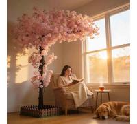 Arbre Fleur de Cerisier Artificiel, Grande Plante, Fleurs artificiels réalistes - Fleur De Soie Sakura Artificielle Faite à La Main, pour Intérieur Extérieur, Mariage,A,1.8x1.5m/5.9x4.9ft