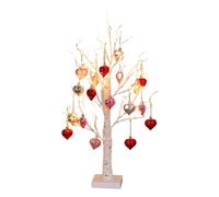 Arbre Saint-Valentin - Décoration Romantique en Bouleau avec Minuterie,Arbre Lumineux 24 LED avec 18 Ornements en Forme de Cœur,pour Intérieur Fêtes Saint-Valentin Rendez-Vous Amoureux