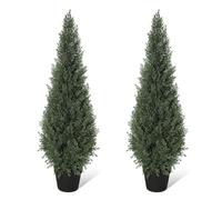 Arbre Topiaire Artificiel Cèdre, Lot de 2, 90cm, Plante Artificielle | Supplémentaires et Pot, Feuilles Persistantes, Résistante aux UV, pour Déco Intérieur Extérieur porche, entrée, jardin, patio