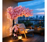 ArbreFleur De Cerisier Artificiel Fait à La Main Sakura Faux à Fleurs Roses DéCoration pour IntéRieur ExtéRieur Mariage Bureau éVéNements Festifs,Rose,2.0x1.2m/6.6x3.9ft