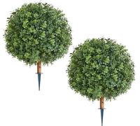 Arbres topiaires artificiels en buis avec piquet, lot de 2 arbustes et buissons artificiels de 559 mm, plantes en pot, arbres en soie artificielle d'aspect réaliste pour la décoration du porche, de l'