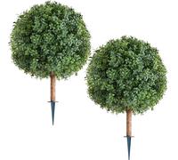 Arbres topiaires artificiels en buis avec piquet, lot de 2 arbustes et buissons artificiels de 686 mm, plantes en pot, arbres en soie artificielle d'aspect réaliste pour la décoration du porche, de l'