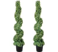 Arbres topiaires artificiels en buis, hauteur 1,20 m (2 pièces) Plante topiaire artificielle d'extérieur, plante artificielle verte toute l'année avec feuilles remplaçables pour décoration intérieure/