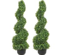 Arbres topiaires artificiels en buis, hauteur 91 cm (2 pièces) Plante topiaire artificielle d'extérieur, plante artificielle verte toute l'année avec feuilles remplaçables pour décoration intérieure/e