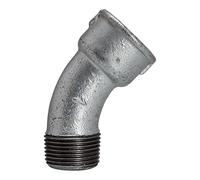 Arc 40, 45°, IG/AG, Rp/R 2, température de fonctionnement de -20 °C à 300 °C, fonte noire, galvanisée à chaud, DIN EN 10242.