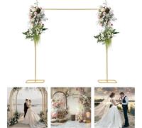 Arc de Mariage - Cadre de Fond Carré/Porte-Fleurs - 200×210 cm - Fer - Avec Pieds - Tube Ø 22 mm - Taille L - Or