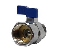Arcanaute - Mini-vanne d'arrêt - Mini-vanne laiton nickelé Mâle / Femelle 3/4" (20/27) - PN16 - manette bleue -