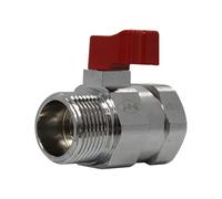 Arcanaute - Mini-vanne d'arrêt - Mini-vanne laiton nickelé Mâle / Femelle 3/4" (20/27) - PN16 - manette rouge -