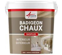 ARCANE INDUSTRIES Badigeon à la Chaux, décoration intérieure, extérieur, Maison : Badiplus - 20 kg (jusqu'à 100 m²) Marsala Brun Rouge