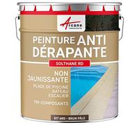 Peinture antidérapante sol extérieur escalier bateau carrelage béton bois métal SOLTHANE RD Brun pale ral 8025 Kit 6kg jusqu'a 12m2 pour 2 couches