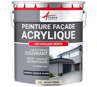 Peinture façade acrylique 14 couleurs - durable jusqu'à 15 ans - rénovation façade, mur crépi - Arcafacade Renov Blanc Cassé (Ral 9001) 2.5L (+ ou - 15m² en 1 couche)