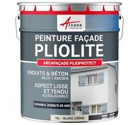 ARCANE INDUSTRIES Peinture Façade Pliolite Hydrofuge 10 L Blanc Crème | Hydrofuge, Séchage Rapide, Anti-Encrassement, Bonne Accroche sur Façade, Fort Pouvoir Couvrant - Arcane Industries