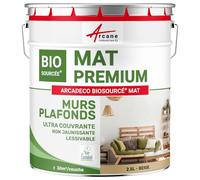 ARCANE INDUSTRIES Peinture Mat Mur et Plafond, biosourcée - Peinture Chambre, Salon, pièces à Vivre - 2.5 L (+ ou - 30m² par Couche) Beige - RAL 1001