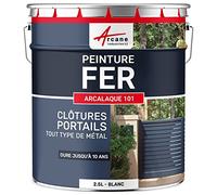 Peinture métal et fer pour portail, grille, garde-corps : ARCALAQUE 101 Blanc - RAL 9003 2.5 L