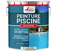 PEINTURE PISCINE BÉTON - 12 Couleurs - HAUTE RESISTANCE 7 ans - ARCAPISCINE - 10 L Blanc Perlé - RAL 1013