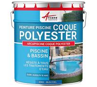 ARCANE INDUSTRIES Peinture Piscine Coque Polyester et Béton 20 kg Bleu Ciel | Hydrofuge, Résiste aux Uv, Ne Jaunit Pas, Piscine Coque Polyester, Gelcoat, Béton et Ciment - Arcane Industries