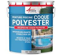 ARCANE INDUSTRIES Peinture Piscine Coque Polyester et Béton 5 kg Gris Clair | Hydrofuge, Résiste aux Uv, Ne Jaunit Pas, Piscine Coque Polyester, Gelcoat, Béton et Ciment - Arcane Industries