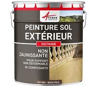 Peinture sol extérieur intérieur pour béton haute résistance non jaunissante SOLTHANE Brun pale ral 8025 Kit de 5 kg