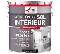 Peinture Sol - Résine Epoxy : Peinture pour Sol salon, cuisine, salle de bains - Effet Miroir - REVEPOXY DECO RAL 9005 - Noir foncé 2.5 kg (jusqu'à 12.5 m² en 2 couches)