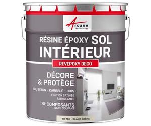 ARCANE INDUSTRIES Résine Époxy Sol Cuisine Salle de Bain 1 kg Blanc Crème | Application Directe sans sous-Couche, Bonne Accroche sur Carrelage, Résiste aux Uv et aux Taches - Arcane Industries