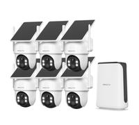 ARCCTV 3K Caméra Surveillance Extérieure Solaire sans Fil, Base+6 Cameras | 3K 5MP QHD, 2.4/5G WiFi, 32Go Local Sans Frais, 6Cam+Base Kit, 360° PTZ, PIR AI Nocturne Couleur, Audio Bidirectionnel, IP66