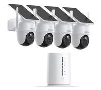 ARCCTV 4MP Caméra Surveillance Extérieure Solaire sans Fil, Base + 4Caméras | 2.4G/5GHz WiFi Camera Solaire, microSD Incluse, sans Abonnement, 360° PTZ, 2K Nocturne Couleur Alarme, IP65, PIR, 2-Way Audio