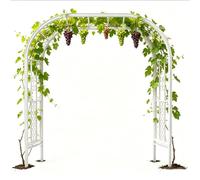 Arceau De Jardin Arche De Rosiers en Fer avec Piquets De Terre, 180cm 220cm 260cm 300cm Support pour Plantes Grimpantes Pergola Extérieure Résistante Aux Intempéries(Blanc,260cm X 230cm)