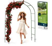 Plonos Arche de Rosier, tuteur, 240 cm, pour Plantes grimpantes, 4 ancrages au Sol, en Acier revêtu par pulvérisation, résistant aux intempéries, aux UV, Vert foncé