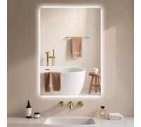 Archaluxe Miroir Salle de Bain 50x70 cm, Miroir Salle de Bain LED avec éclairage, Interrupteur Tactile, Intensité Variable, 3 Couleurs de LumièRe, Miroir Mural LED Horizontal/Vertical