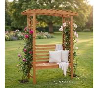 Mendler Arche à Roses avec Banc HWC-Q21 201 x 160 x 60 cm Couleur Naturelle