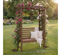 Mendler Arche de Roses avec Banc HWC-Q21 201 x 160 x 60, Brun foncé