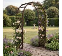 Arche À Roses Hwc-Q20, Treillis, Espalier À Roses, Support Pour Plantes Grimpantes, Arche De Jardin En Bois, Certifié Mvg, 210 X 126 X 60 Cm Brun Foncé