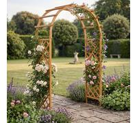 Arche À Roses Hwc-Q20, Treillis, Espalier À Roses, Support Pour Plantes Grimpantes, Arche De Jardin En Bois, Certifié Mvg, 210 X 126 X 60 Cm Couleur Naturelle
