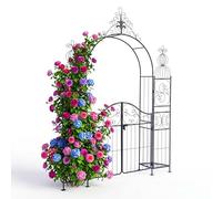 Arche à Roses Relaxdays avec Porte, 2 étagères, métal, Jardin, HxLxP: 263x190x39 cm, Support Plantes grimpantes, Noir